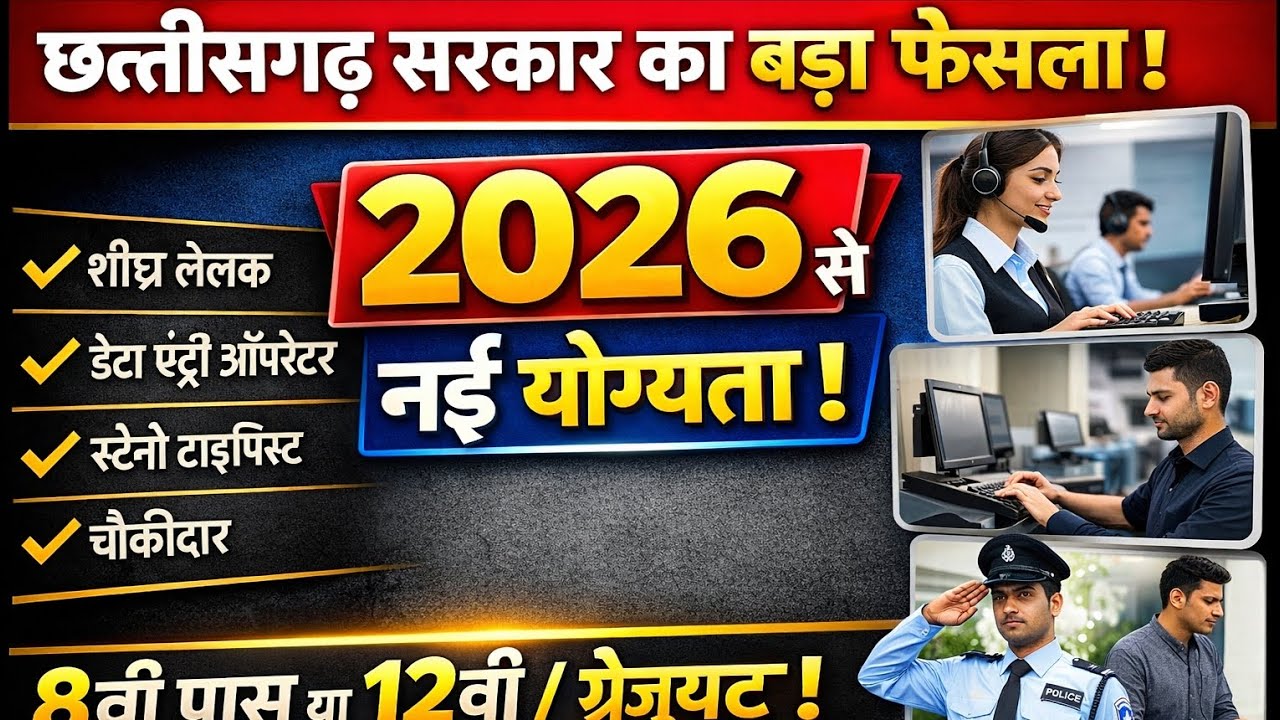 शीघ्रलेखक, कम्प्यूटर ऑपरेटर, सहायक ग्रेड-3, वाहन चालक एवं भृत्य पद हेतु शैक्षणिक अर्हता का निर्धारण