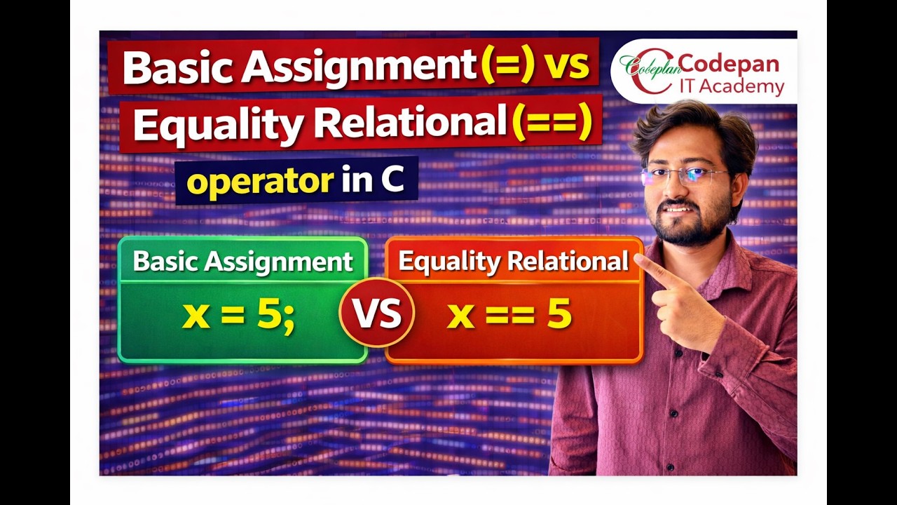 Difference between basic assignment (=) and equality comparison(==) operators in c | English&Marathi