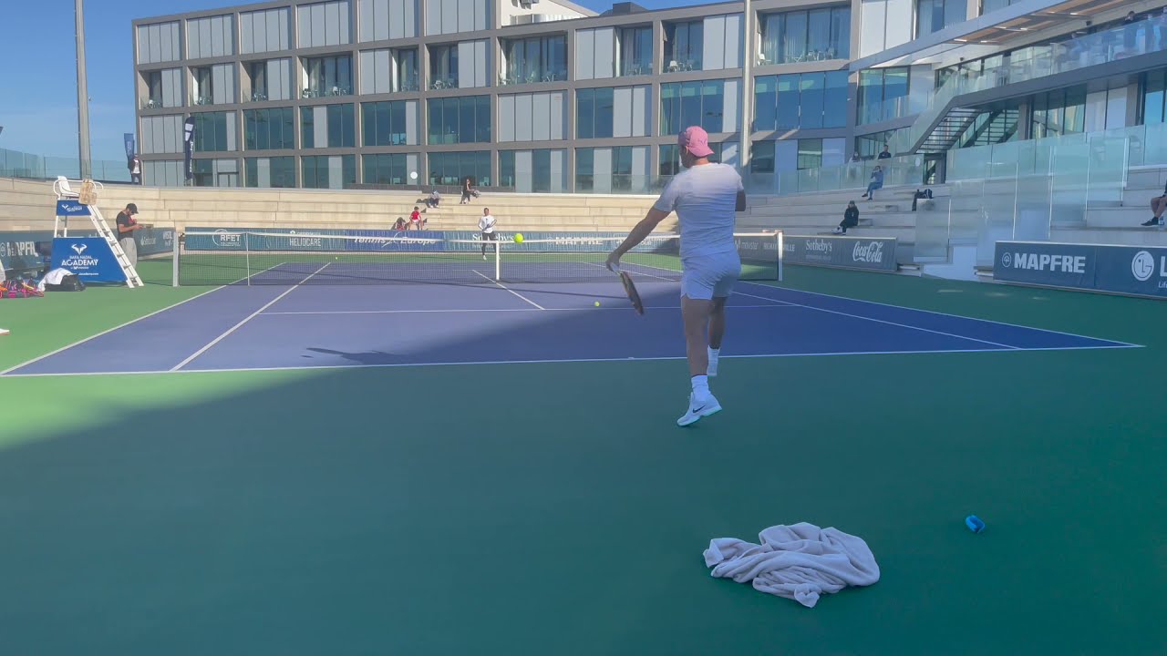 RAFA NADAL 2022 PRE-SEASON PRACTICE AT RAFA NADAL ACADEMY- COURT LEVEL VIEW