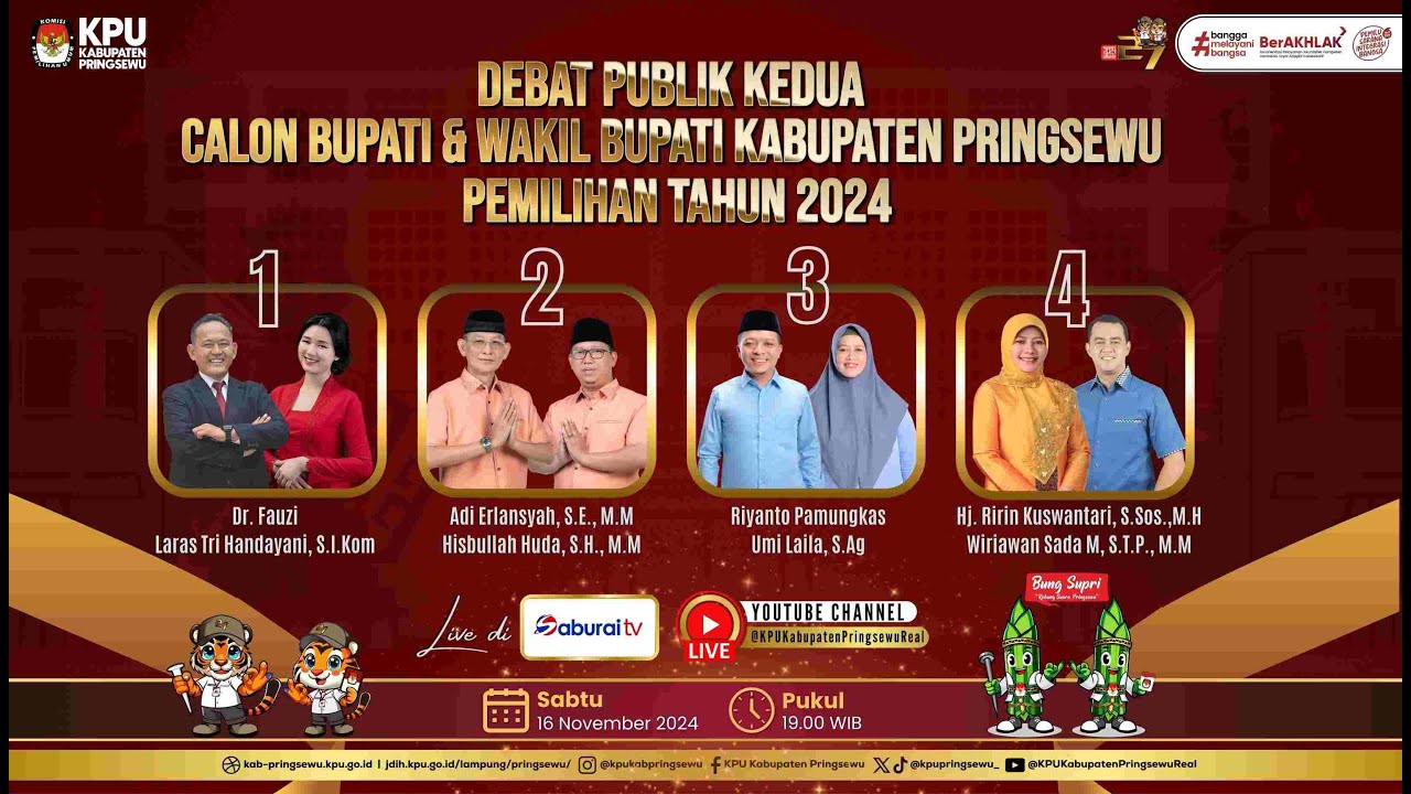 LIVE !!! DEBAT PUBLIK KEDUA CALON BUPATI & WAKIL BUPATI KAB. PRINGSEWU PEMILIHAN TAHUN 2024