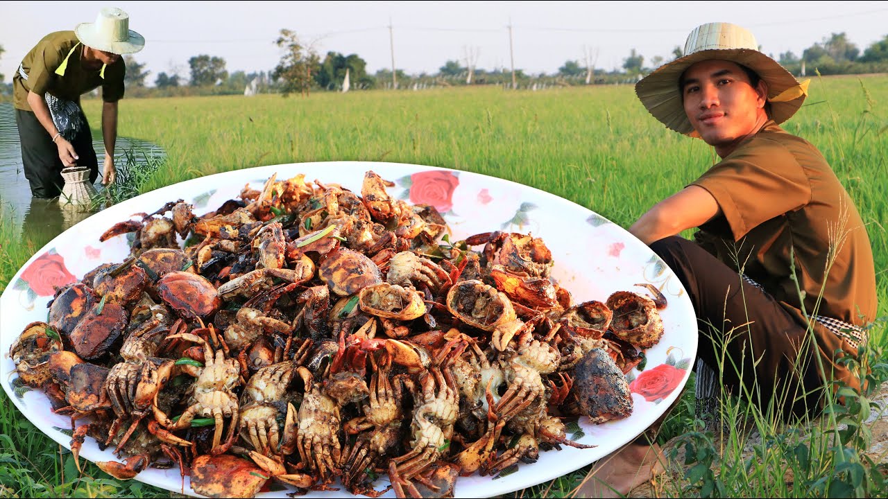 Catching & Cooking Crabs in the Rice Fields – Peaceful Countryside Ambience with Nature Sounds