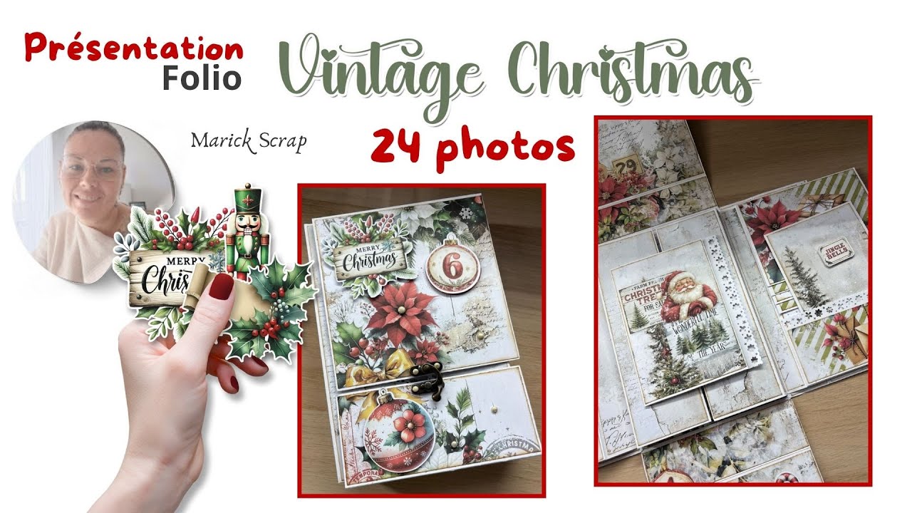 Mini album Folio Vintage Christmas de Marick Scrap 24 photos 9 x 13cm