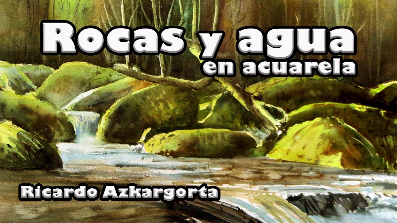 ROCAS Y AGUA EN ACUARELA-VOLUMEN Y LUZ. PASO A PASO.
