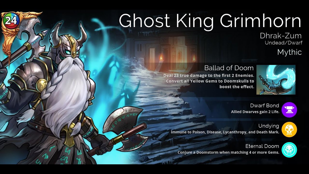 Gems of War: 2024.10 NEW MYTHIC - Ghost King Grimhorn