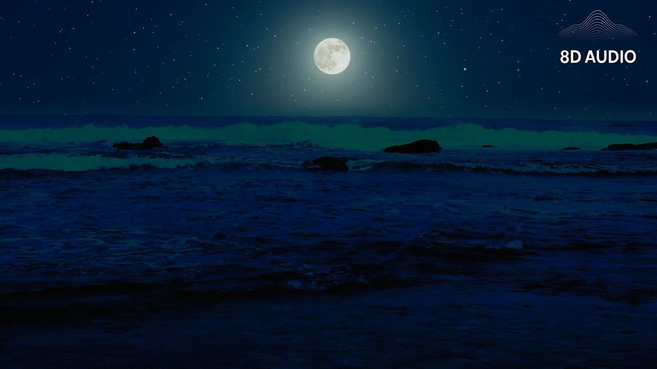 Relaxing Sleep Sounds (11 Hours) 🌕 Moonlight Ocean & Starry Night for Insomnia