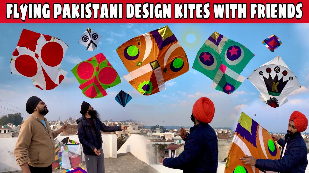 Flying Pakistani Big Kites With Friends 🔥 Pakistani Design Kites🪁 Patangbaazi in Amritsar ..
