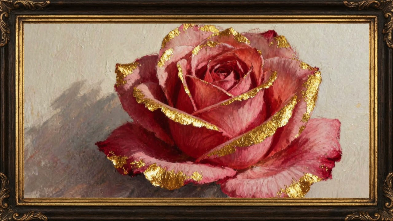 Pink Gold Rose | Elegant 4K Frame TV Art for Modern Home Decor