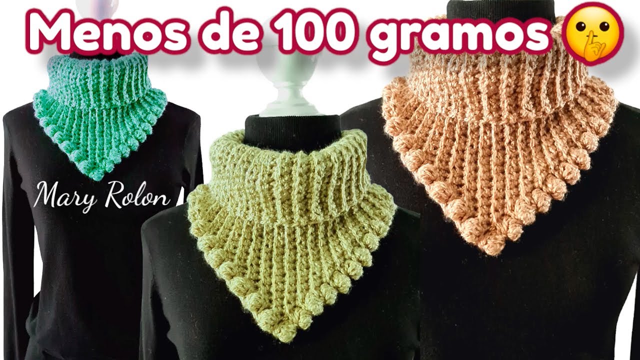 Teji con menos de 90 gramos Elegante Cuello a Crochet