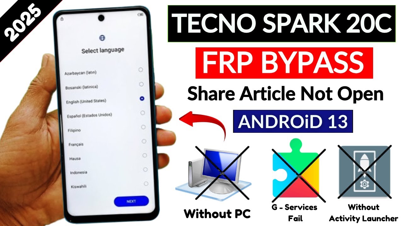 Tecno Spark 20C (BG7) Frp Unlock/Bypass - Share Article Not Open | Without PC - 2025