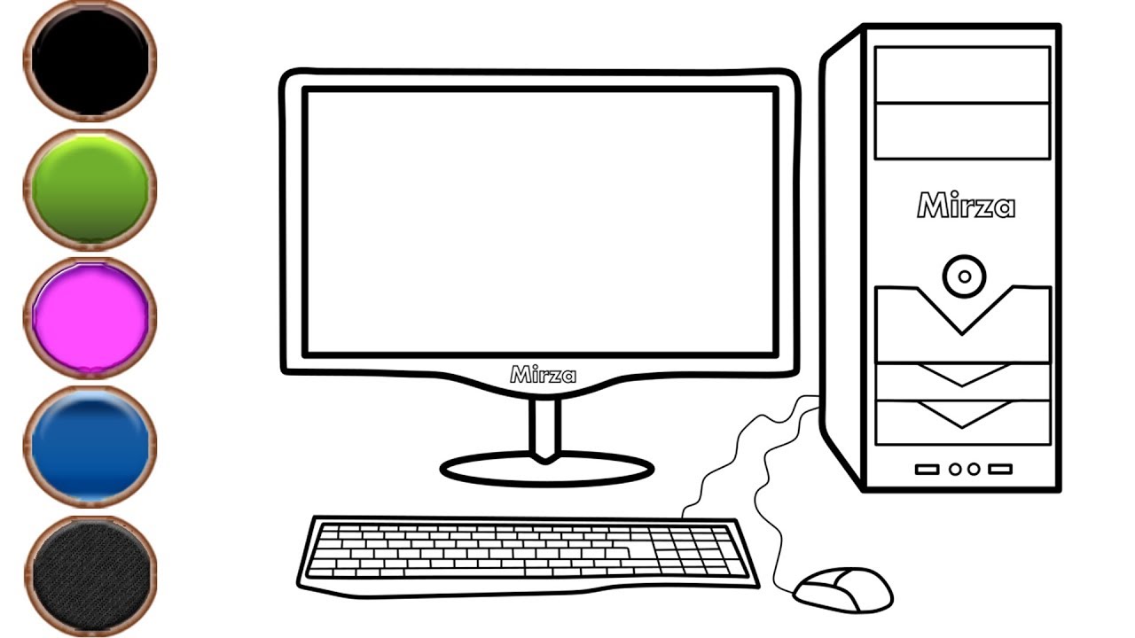 How to Draw and Color Desktop Computer Coloring Pages for Toddlers | Mirza Colors Kids