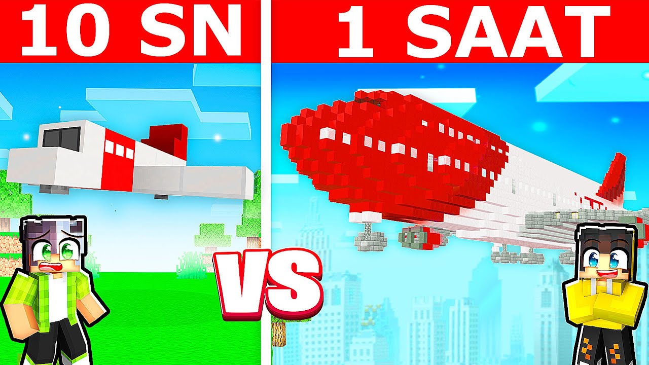 10 SANİYEDE YAPILAN UÇAK VS 1 SAATTE YAPILAN UÇAK ✈️ | Minecraft