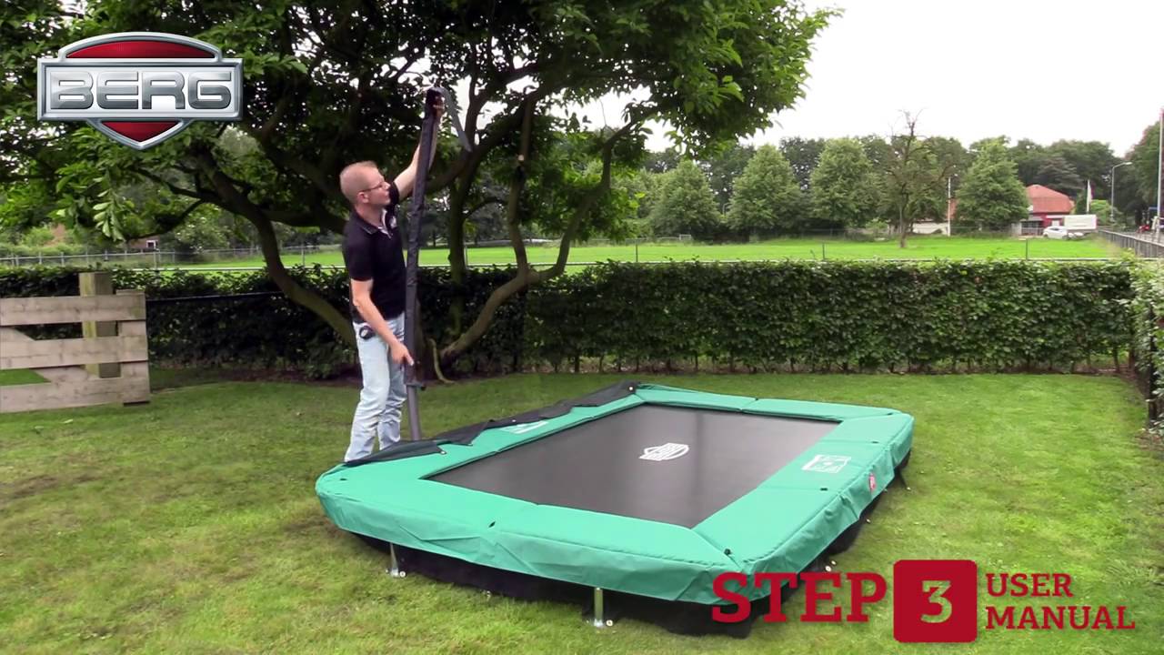 11ft x 7ft BERG InGround Eazyfit Rectangular Trampoline with Deluxe Enclosure