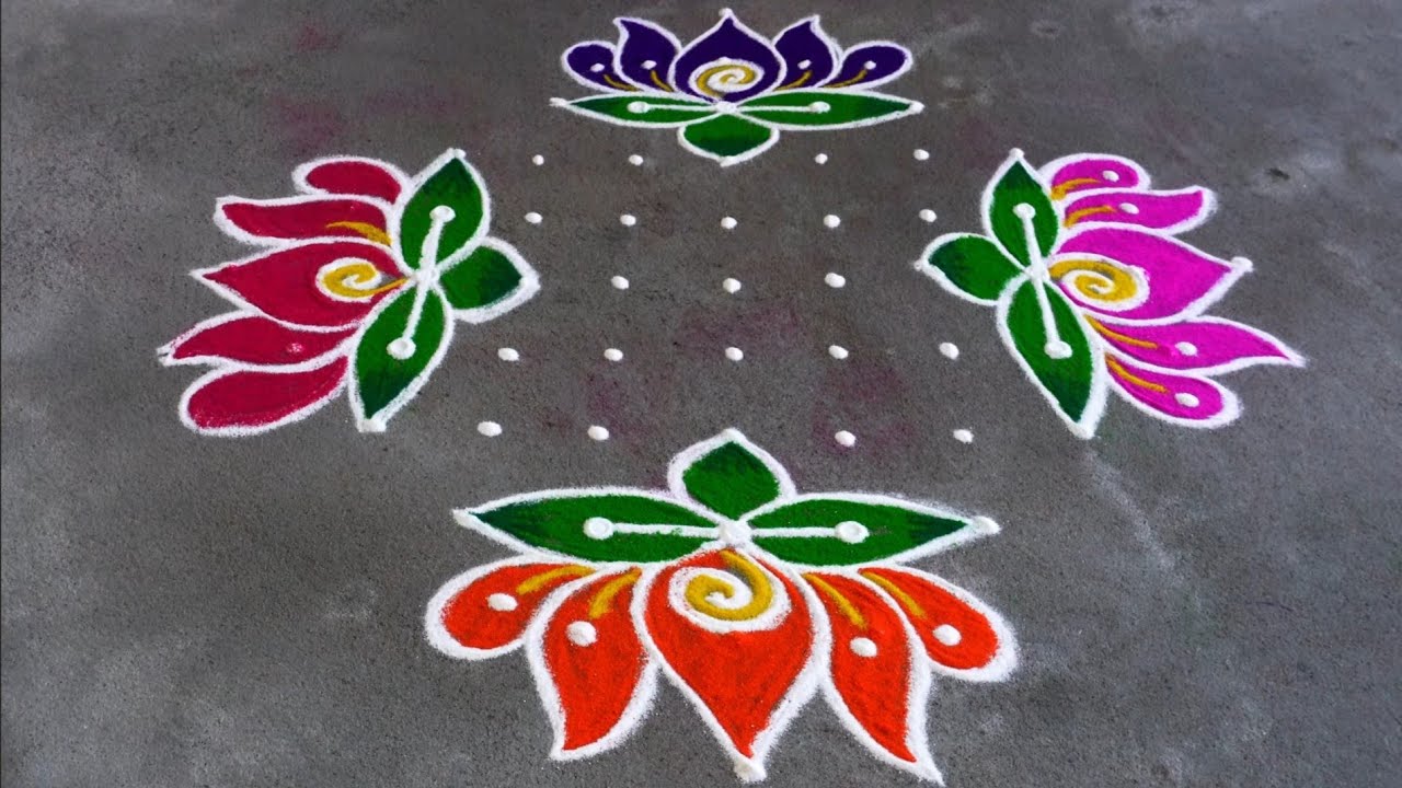 Flowers rangoli || ratha saptami rangoli || muggulu designs ||