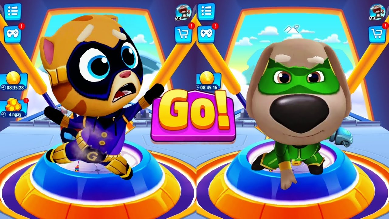 Talking Tom Hero Dash Run Mission vs Rescue Ben - Midnight Ginger vs Talking Ben