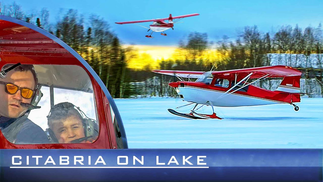 Citabria Ski Plane on the Lake - Winter Flying