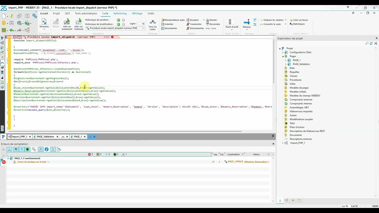 Importer un fichier Excel a une table en webdev php