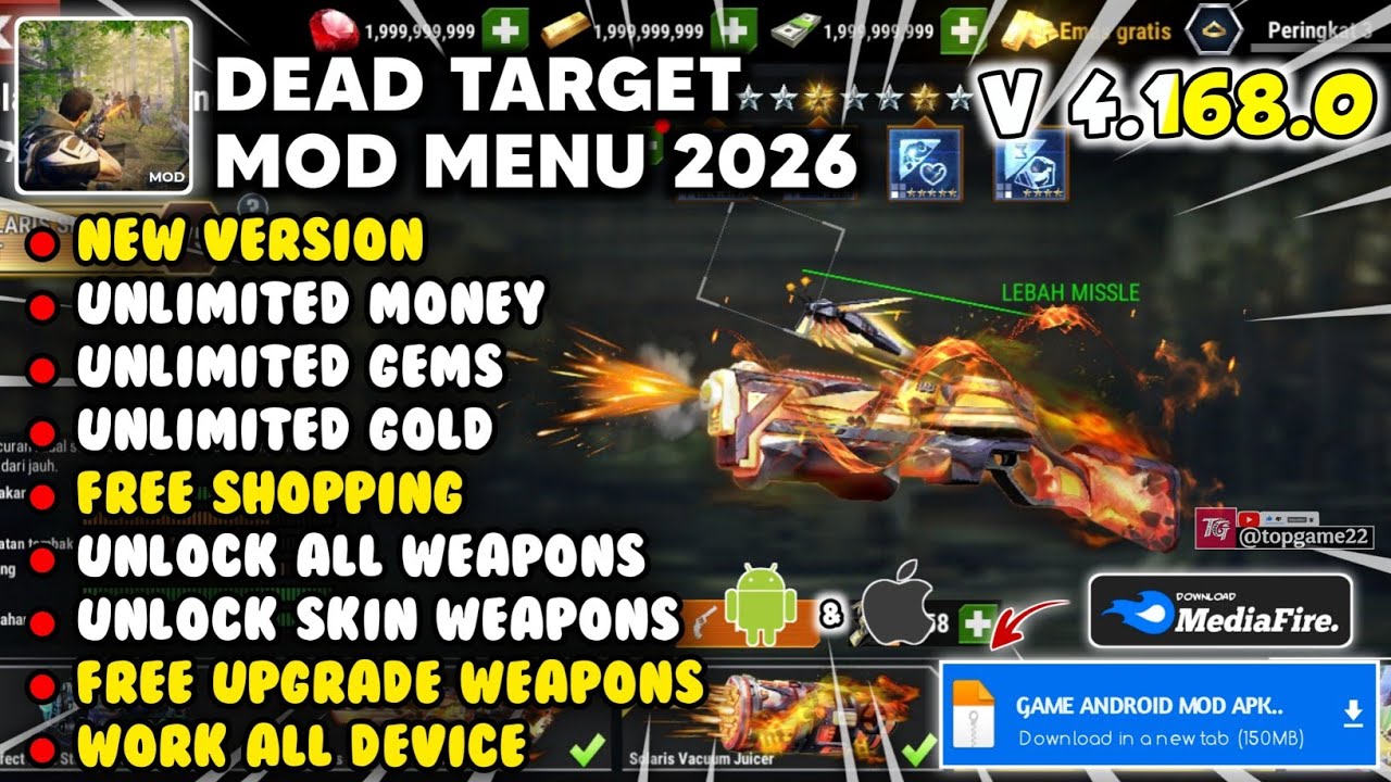 DEAD TARGET MOD MENU V4.168.0 - Все без ограничений | Разблокировать все оружие и скины