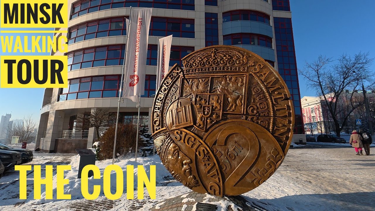 Minsk Walking Tour - The Coin Sculpture, Belarusian Bitcoin | 4K 📷