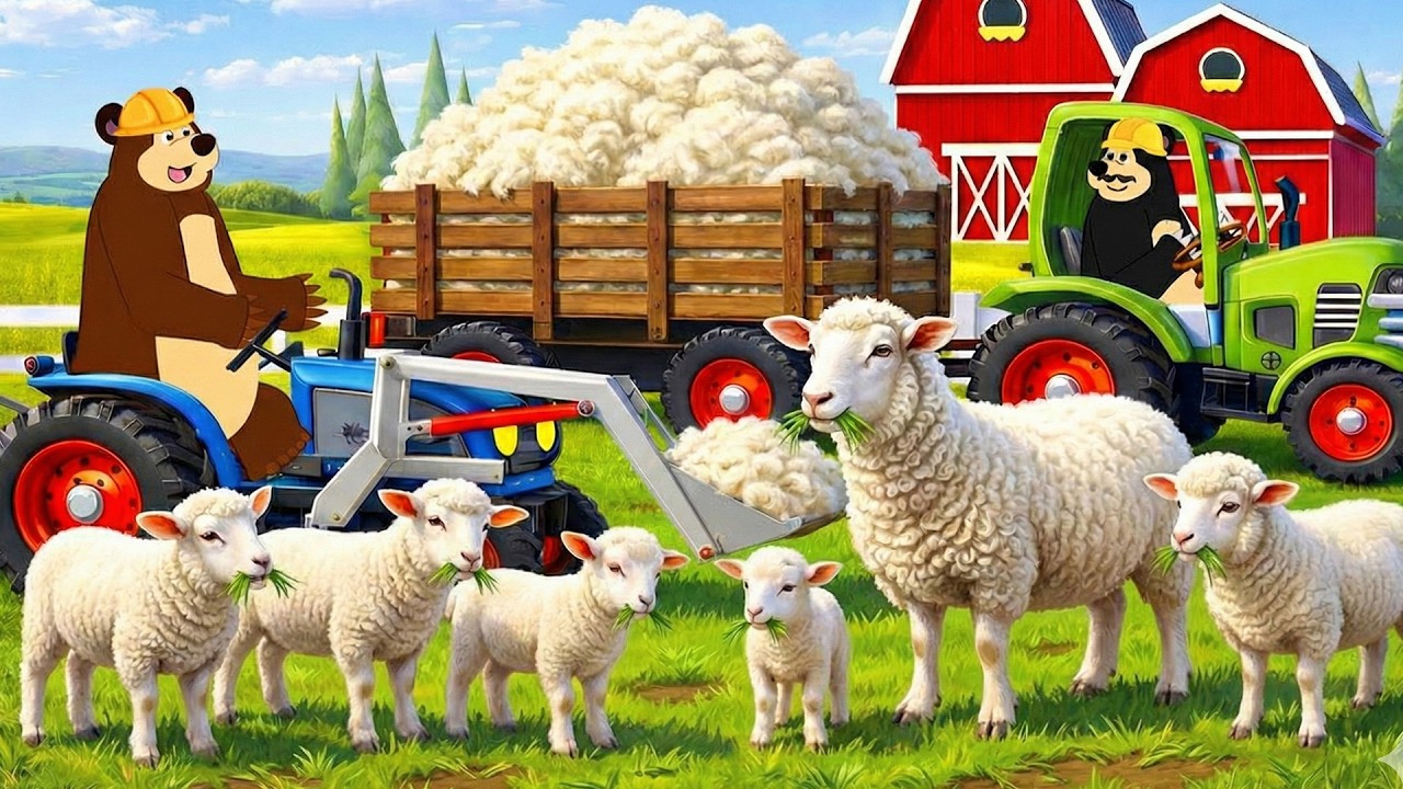 Farmer Hardworking | Sheep Shearing & Wool Transport | Real Farm Animation