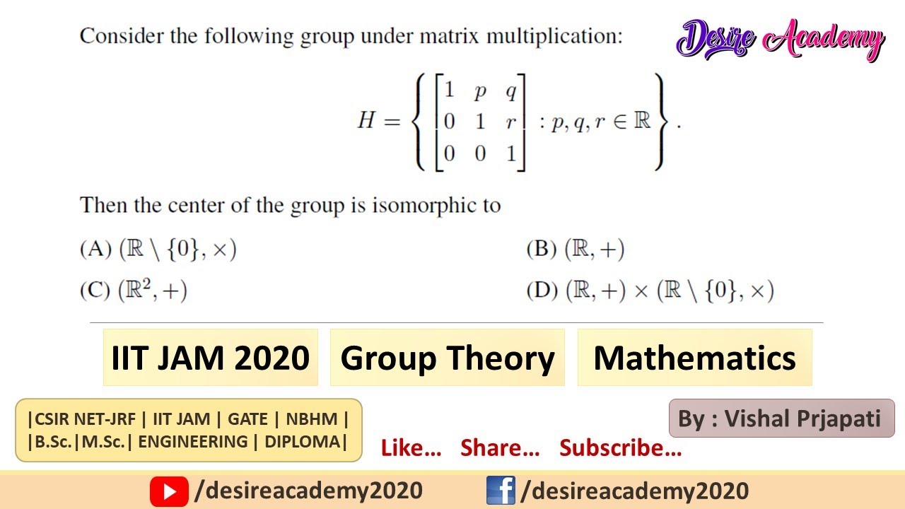 | Q-21 | IIT JAM  2020 | Group Theory | Previous Year Question | CSIR NET | IIT JAM | GATE | NBHM |
