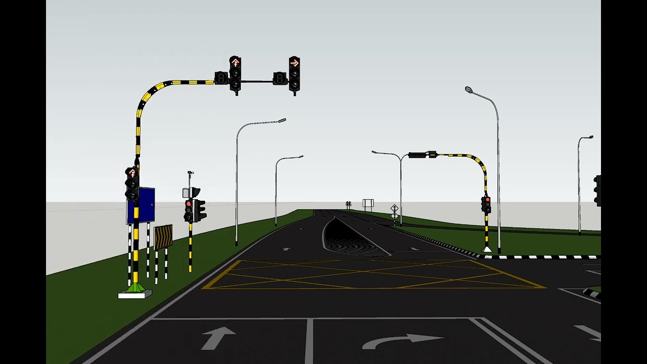 Sketchup Animation - Traffic Light Junction Countdown Timer (Part 2)
