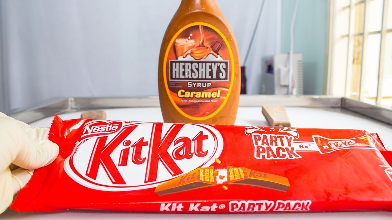 ICE CREAM ROLLS WITH CARAMELLO KIT KAT - SATISFYING ASMR VIDEO