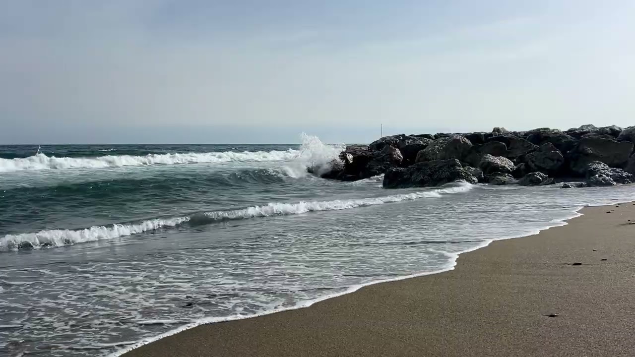 21 Minutes of Emerald Ocean Waves Crashing on Rocks | Stormy Mediterranean Sea Sounds