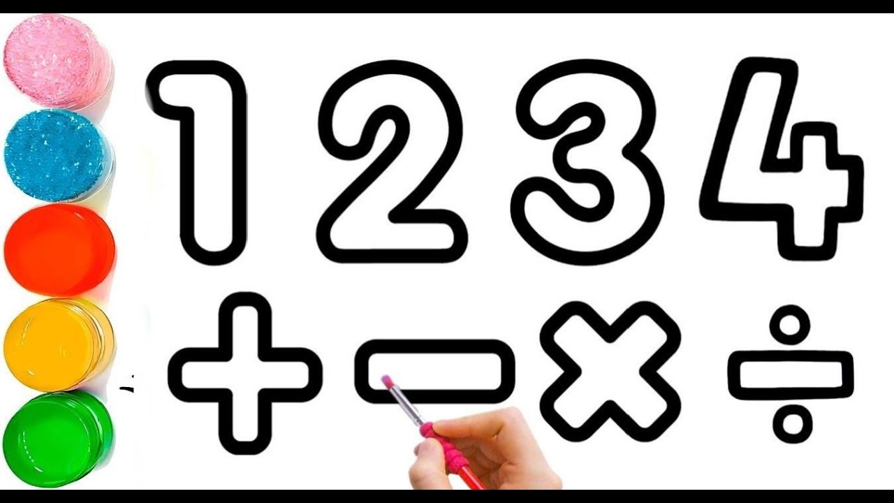 How To Draw Numbers & Basics Maths Sign Drawing | Easy Numbers Drawing For Kids