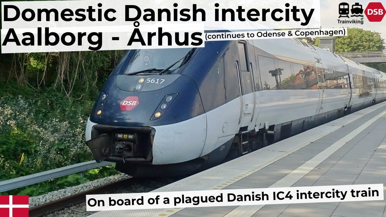 Danish intercity IC4 train between Aalborg & Aarhus (Århus), DSB train on-words to Copenhagen.