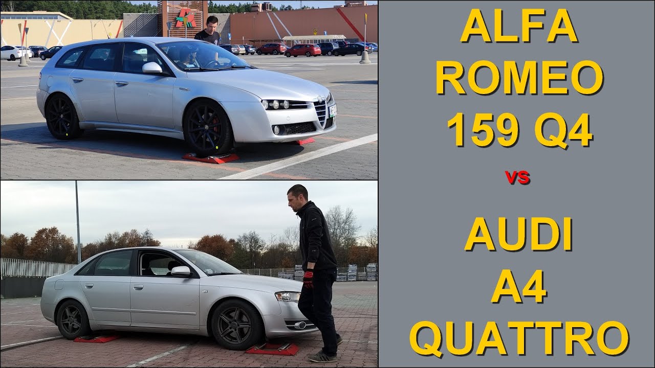 SLIP TEST - Alfa Romeo 159 Q4 vs Audi A4 Quattro - @4x4.tests.on.rollers