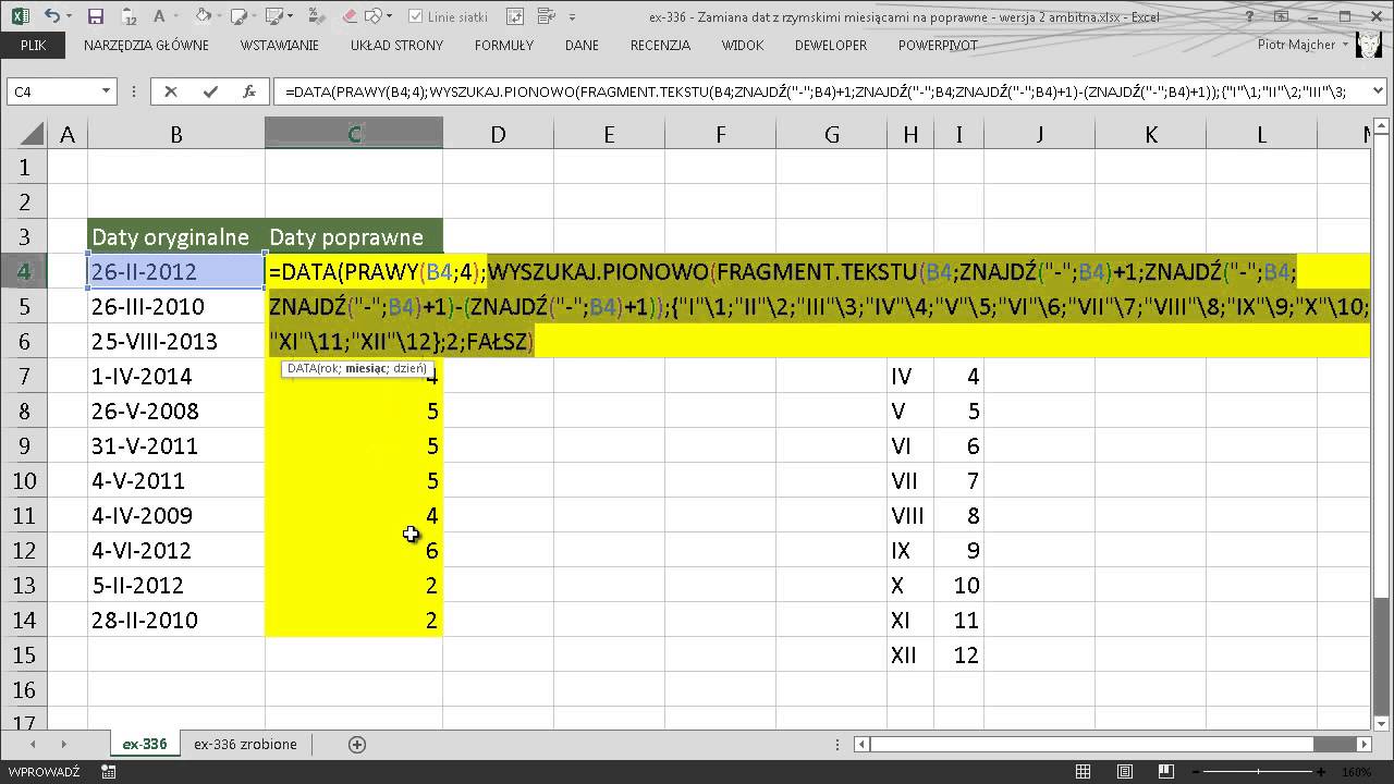 excel-336 - Zamiana dat z rzymskimi miesiącami na poprawne - wersja 2 ambitna