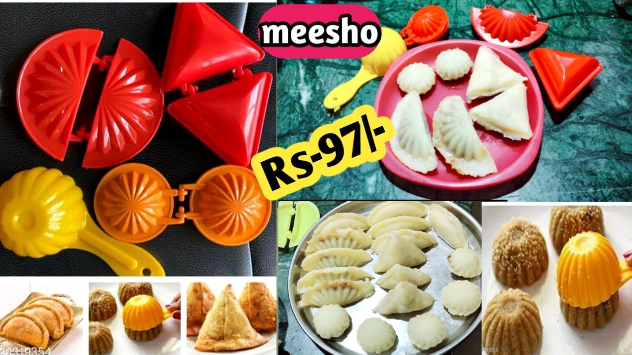 Meesho 4 Pcs Plastic Kitchen Tool Mould Dough Review & Demo/ Gujiya,Modak ,Samosa,Dumpling,Pie Maker