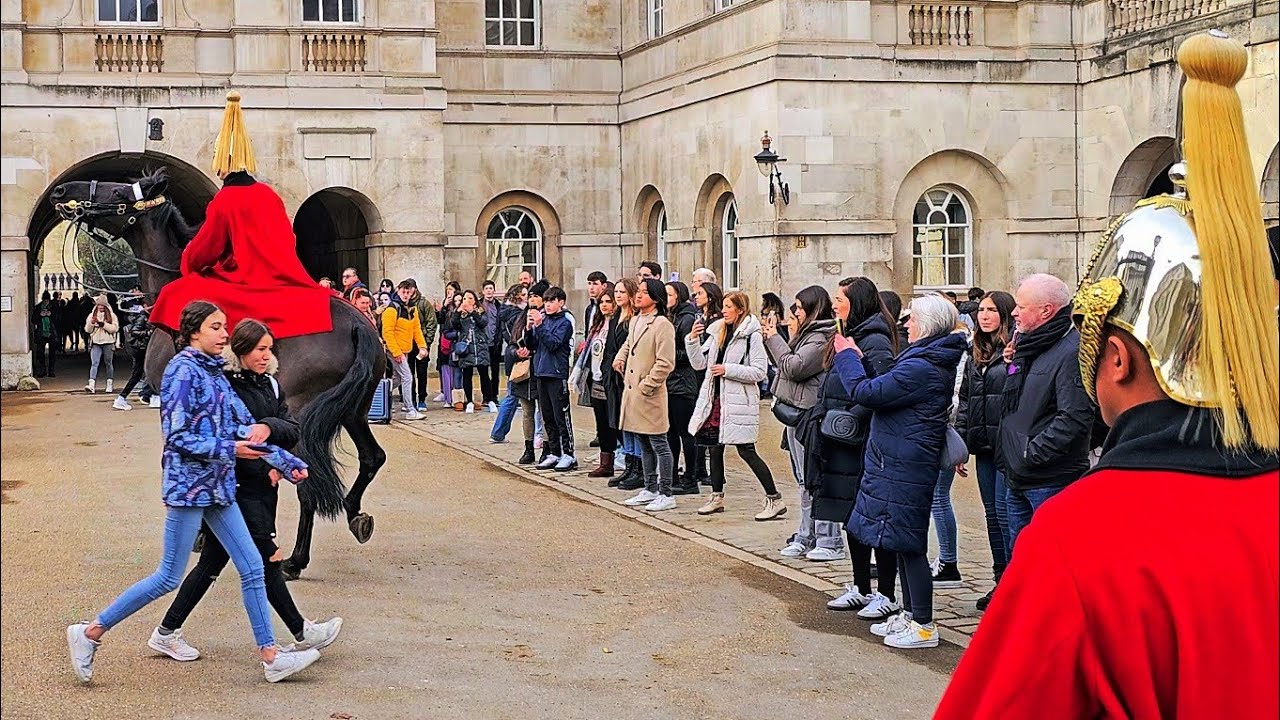 MELTDOWN by FAMOUS RUNAWAY KING'S HORSE TROJAN was in THIS earlier video at Horse Guards!