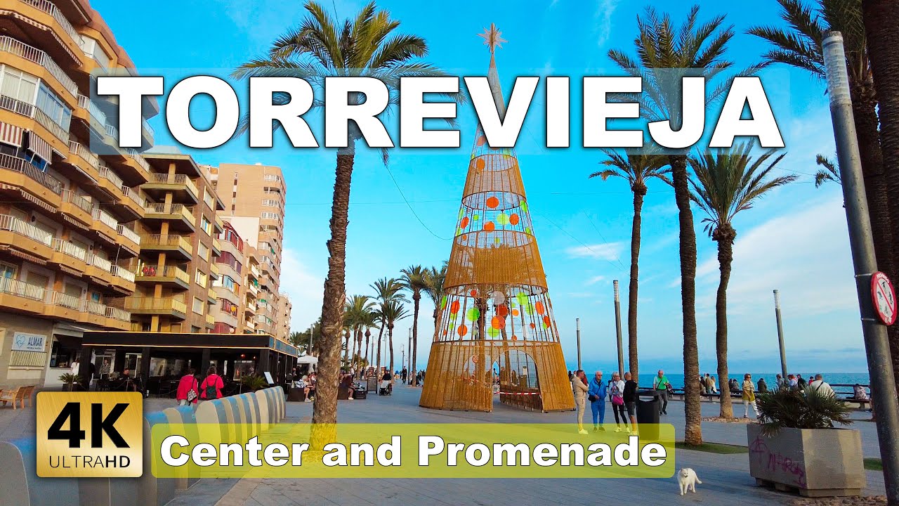 Torrevieja - City Center and Promenade, Spain | Costa Blanca - Walking tour [4k 60fps]