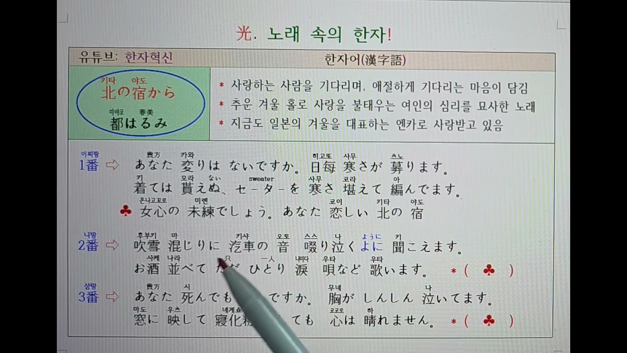 🎤579 일본노래21. 北の宿から(키타노 야도카라) - 都はるみ / 1절 무반주 Cover