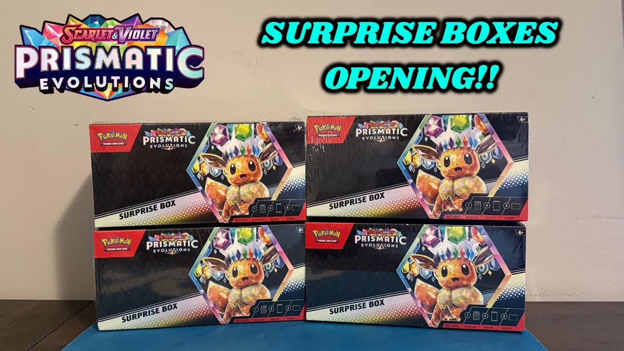WHAT A SURPRISE!! Opening FOUR of the NEW Prismatic Evolutions SURPRISE BOXES!!