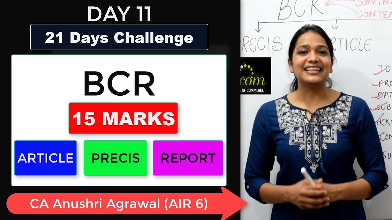 Precis, Article and Report Writing ll BCR ll CA Foundation II CA Anushri Agrawal