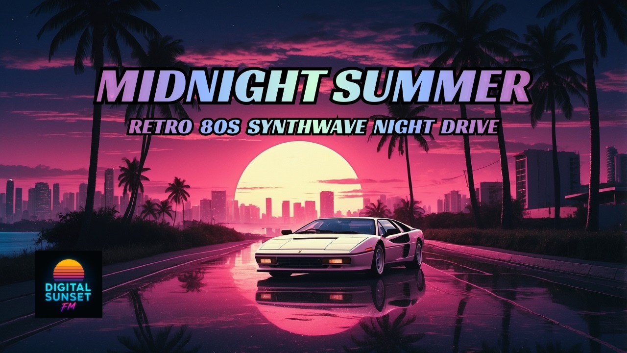 Midnight Summer 🌅 Retro 80s Synthwave Night Drive | Ocean Drive Dreams