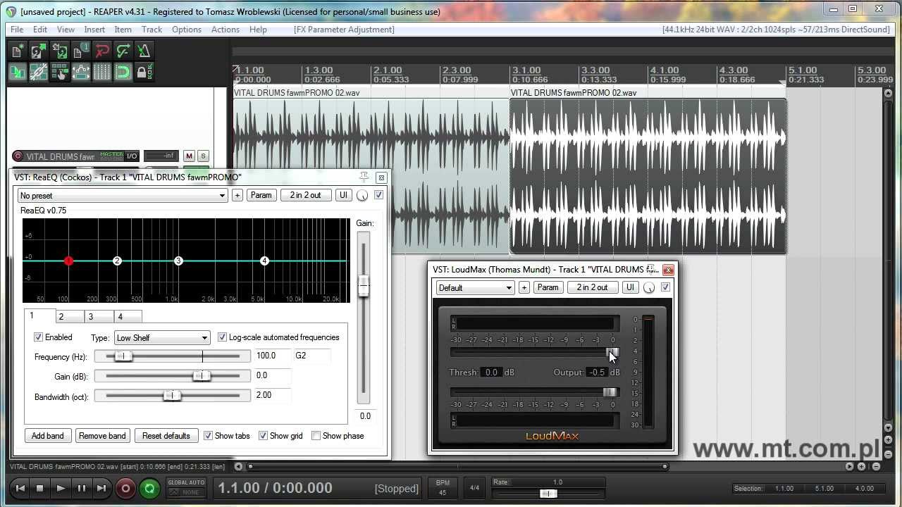 Cockos Reaper - profesjonalny program DAW - efekty działania wtyczek VST