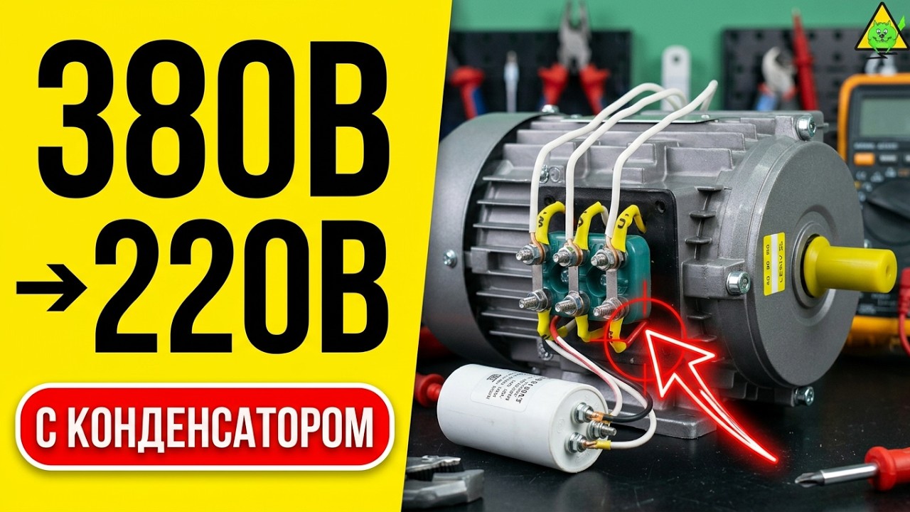 Простая схема подключения трехфазного двигателя к однофазной сети. Принцип работы схемы.