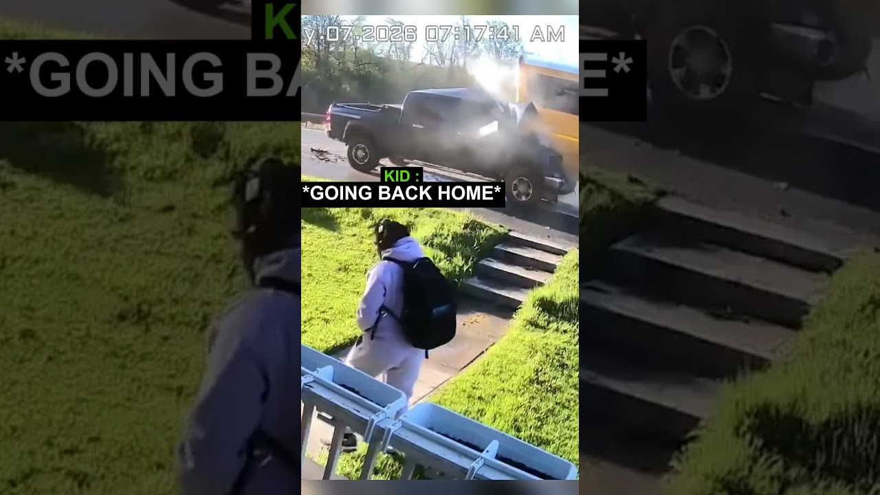Dad really thought he lost his son #bus #crash #accident #doorbellcam #cctv #ringcamera