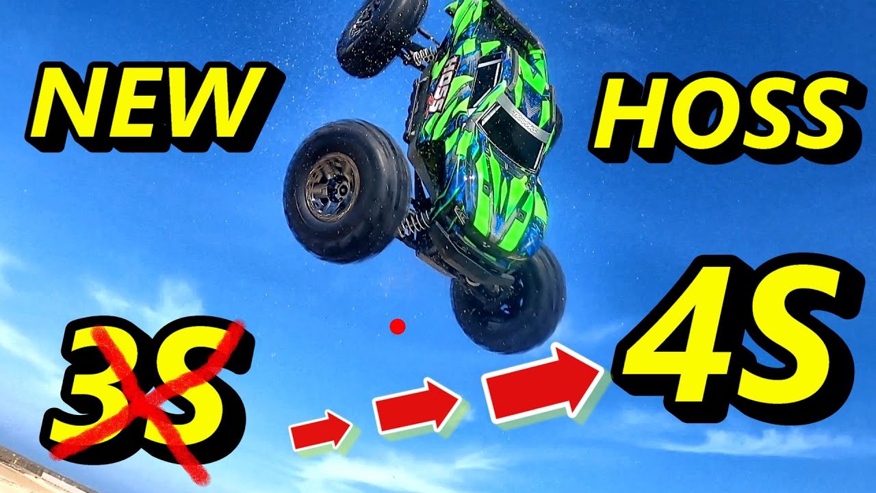 Traxxas HOSS 3S ➡ 4S !! I have installed MAXX ESC on HOSS. Jump, speed test. Paddle tires