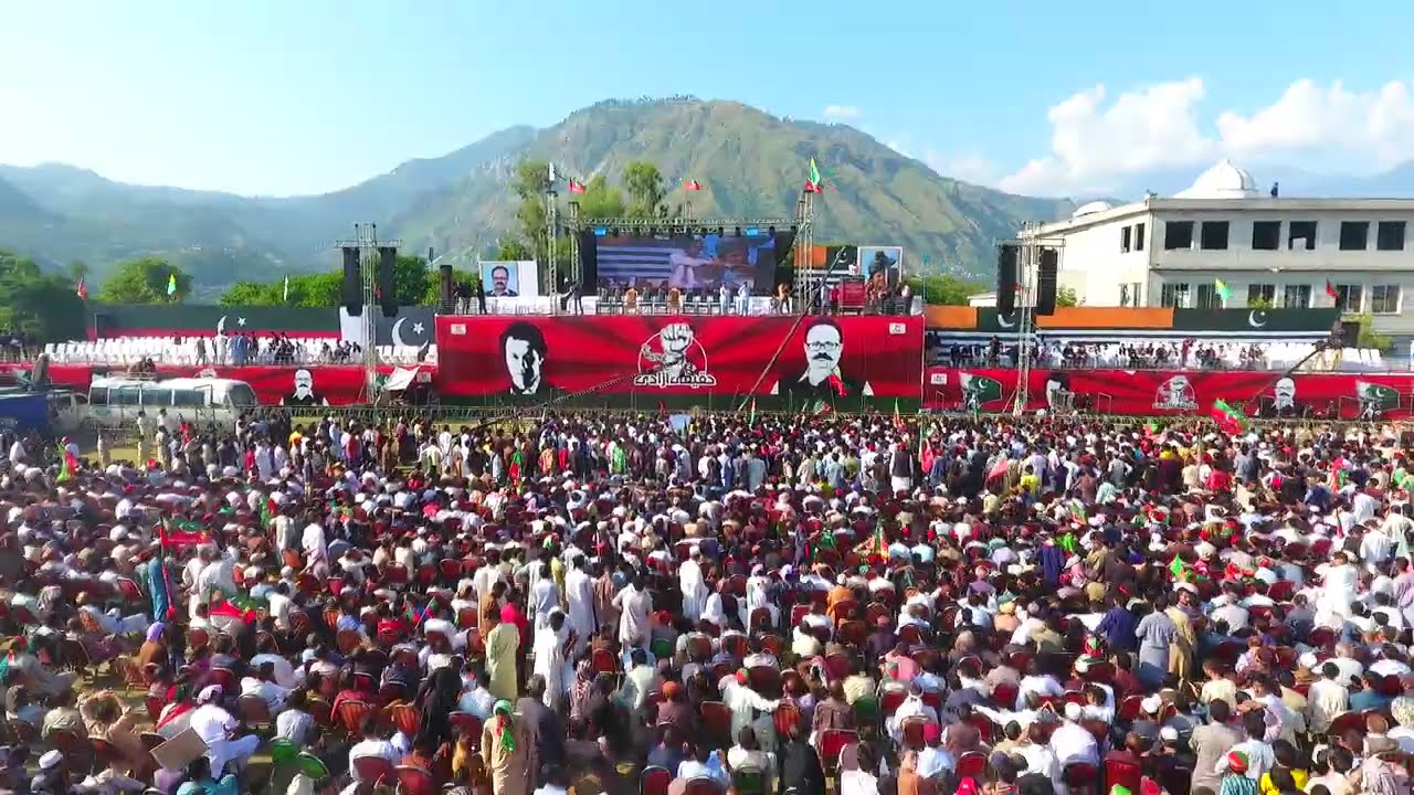 Imran Khan (PTI) Jalsa Drone short in Muzaffarabad Azad Kashmir