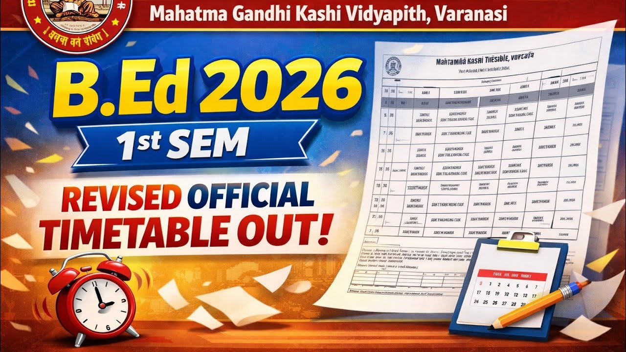 MGKVP B.Ed 1st Semester Exam Datesheet 2026 | Kashi Vidyapith B.Ed Time Table PDF #shorts #short