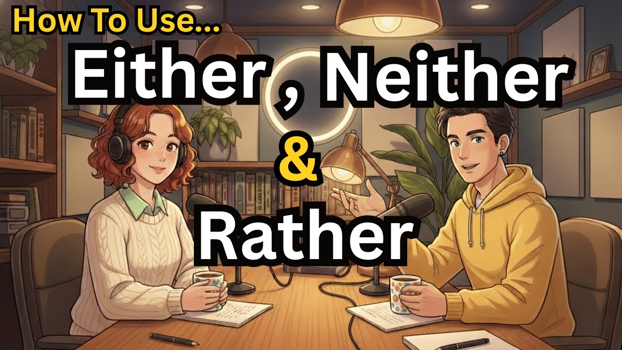 How To Use Either, Neither & Rather in English | English Conversation Practice