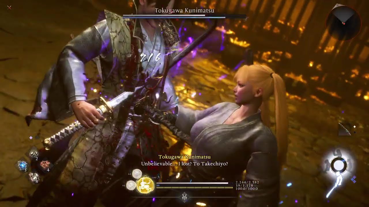 Tokugawa Kunimatsu Rematch Battle & Cutscenes - Nioh 3 | No Elixirs | Healing from deflects etc.