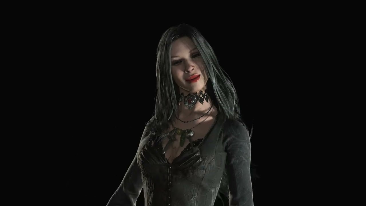 Bela Dimitrescu Black Dress With Brunette Long Hairs Human Face Spin Model Viewer Resident Evil 8