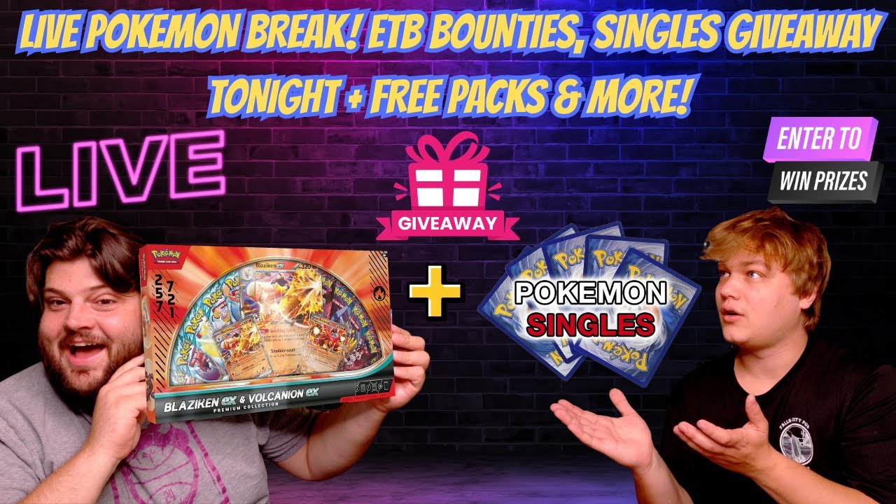 LIVE Pokémon Break 🔥 Top 5 Singles Giveaway + ETB Bounties & Free Packs! #ripandship #giveaway