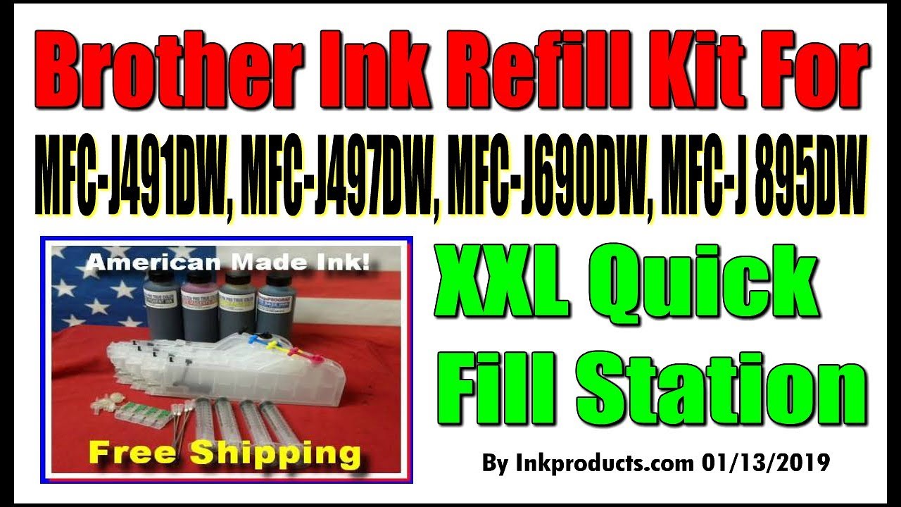 Ink Refill Kit For Brother MFC J491DW, MFC J497DW, MFC J690DW, MFC J895DW XXL Quick Fill Station