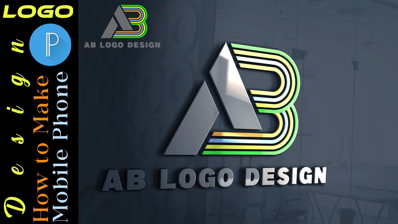 How to make AB logo design on your mobile phone pixellab tutorials Ab 3d logo